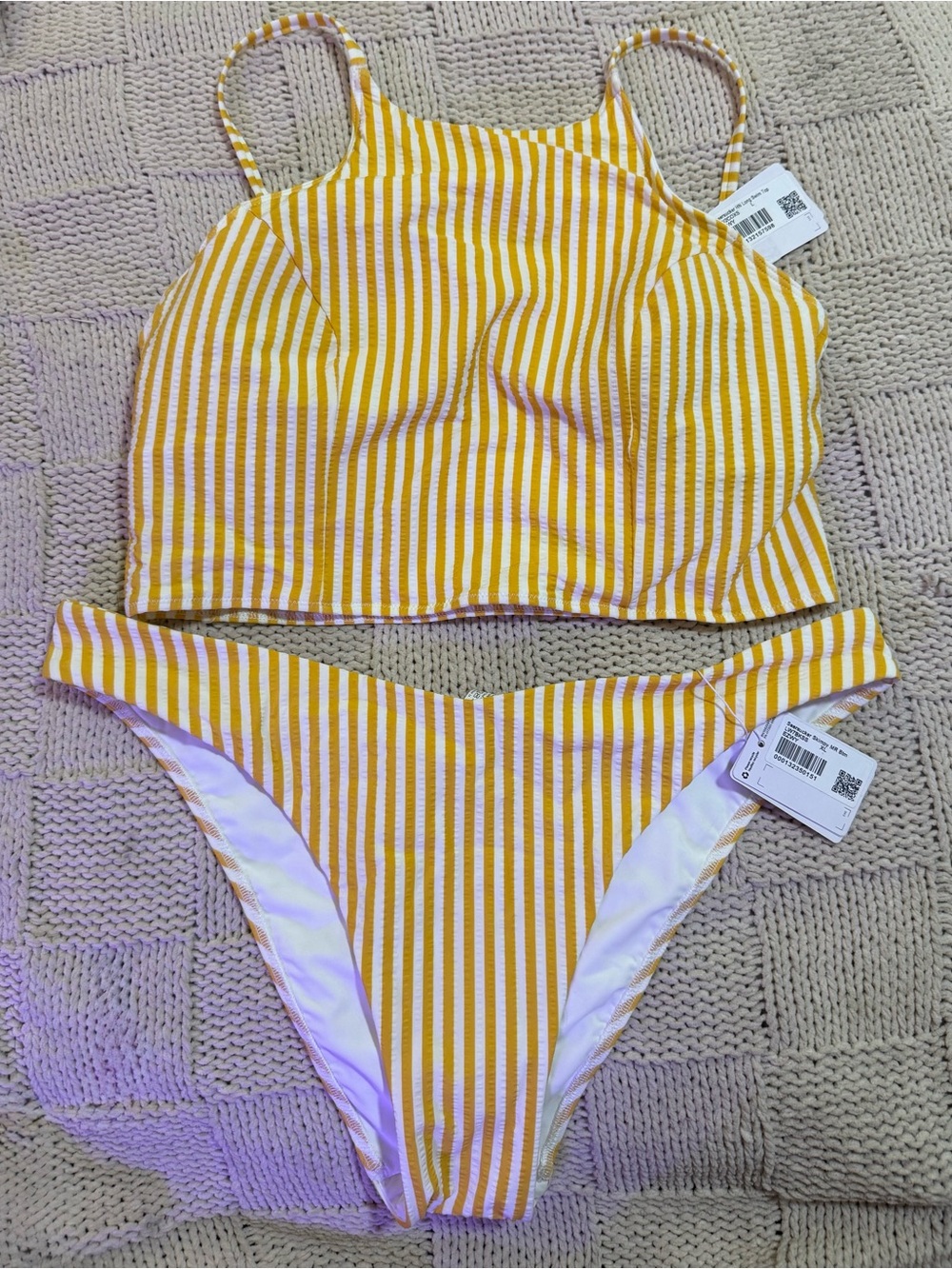 Lululemon Yellow Stripe Two-Piece Swim Set